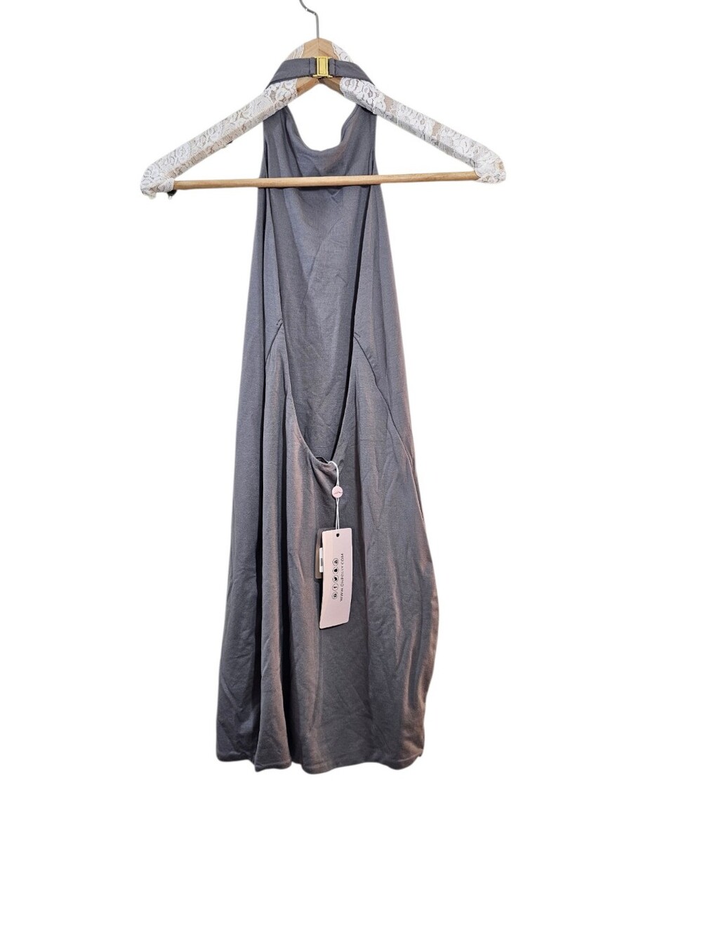 Oh Polly Celyse Halter Neck Low Back Mini Dress Gray Size US 8 NWT - Picture 8 of 8